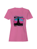 Officially Licensed Nasa Retro Neon Rocket Launch Design Women's T-shirt