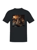 Squirrel Reading by Lamp Light Men's T-shirt