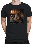 Squirrel Reading by Lamp Light Men's T-shirt