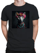 Regal Sphynx with Floral Crown Men's T-shirt