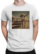 Cowboy Bull in Western Town Men's T-shirt