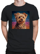 Neon Grid Puppy Portrait Men's T-shirt
