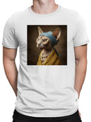 Majestic Cat in Pearls Portrait Men's T-shirt