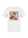 Feline Golf Enthusiast in Pink Men's T-shirt