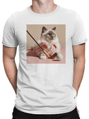 Feline Golf Enthusiast in Pink Men's T-shirt