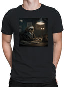 Sloth in Suit at Night Desk Men's T-shirt