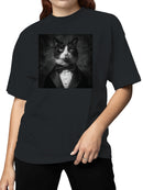 Dapper Cat in Tuxedo Portrait Women's T-shirt
