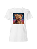 Neon Grid Puppy Portrait Women's T-shirt