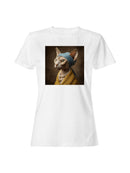 Majestic Cat in Pearls Portrait Women's T-shirt