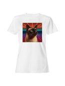 Retro Futuristic Cat Design Women's T-shirt