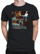 Dog Relaxing at a Cozy Cafe Men's T-shirt