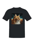 Retro Cat in Neon Gridscape Art Men's T-shirt