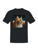 Retro Cat in Neon Gridscape Art Men's T-shirt