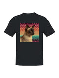 Retro Cat in Neon Gridscape Men's T-shirt