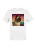 Retro Cat in Neon Gridscape Men's T-shirt
