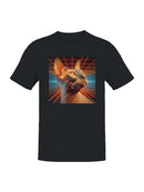 Futuristic Sphinx Cat in Neon Grid Men's T-shirt