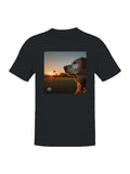 Golden Retriever Golf Sunset Scene Men's T-shirt