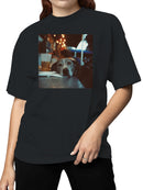 Dog Relaxing at a Cozy Cafe Women's T-shirt