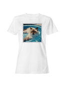 Cool Cat Relaxing in Pool Women's T-shirt