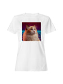 Retro Neon Cat Portrait Women's T-shirt