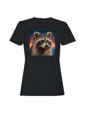 Retro Raccoon Cosmic Grid Women's T-shirt