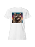 Retro Raccoon Cosmic Grid Women's T-shirt