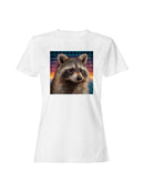Retro Raccoon Cosmic Grid Women's T-shirt
