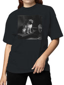 Pug on Vintage Gym Bench Women's T-shirt