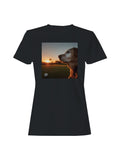 Golden Retriever Golf Sunset Scene Women's T-shirt