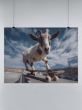 Skateboarding Goat Adventure Scene UN Poster