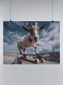 Skateboarding Goat Adventure Scene UN Poster