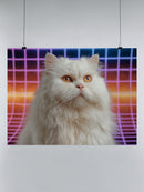 Retro Futuristic Cat Art UN Poster