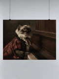 Victorian Cat Pianist Portrait UN Poster