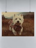 Cozy Westie in Tartan Plaid UN Poster