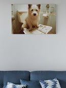 Bathroom Dog with Newspaper Humor UN Poster