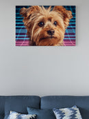 Neon Grid Puppy Portrait UN Poster