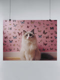 Butterfly Dreaming Cat Aesthetic UN Poster