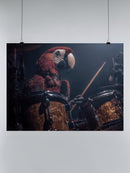 Parrot Playing Drums in Concert UN Poster