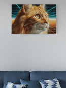 Retro Cat in Neon Gridscape Art UN Poster