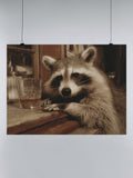 Vintage Raccoon with Drink UN Poster