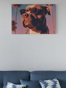 Cool Dog in Sunglasses with Palm Trees UN Poster