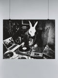 DJ Rabbit Spinning Vinyl Beats UN Poster