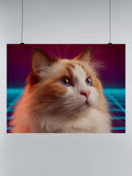 Retro Neon Cat Portrait UN Poster