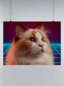 Retro Neon Cat Portrait UN Poster