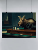 Moose in Diner Surreal Artwork UN Poster