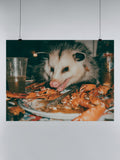 Opossum Feasting on Crawfish UN Poster