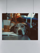 Dog Relaxing at a Cozy Cafe UN Poster
