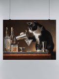 Feline Bartender Mixes a Martini UN Poster