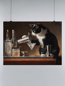 Feline Bartender Mixes a Martini UN Poster