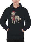 Festive Dog in Santa Hat Art Men's Hoodie